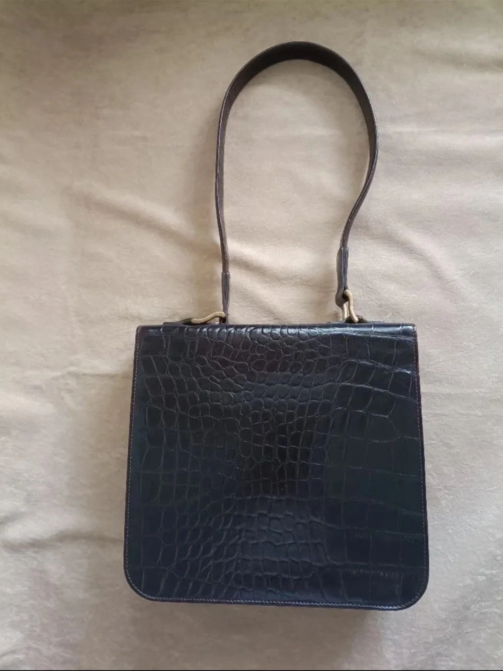 Mulberry Dark Brown Croc-Embossed Shoulder Bag